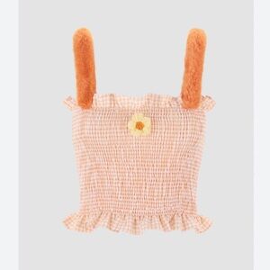 Peach Smocked Tank Top with crocheted Daisy Accent